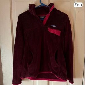 Patagonia Maroon Fleece Jacket with Pink Trim